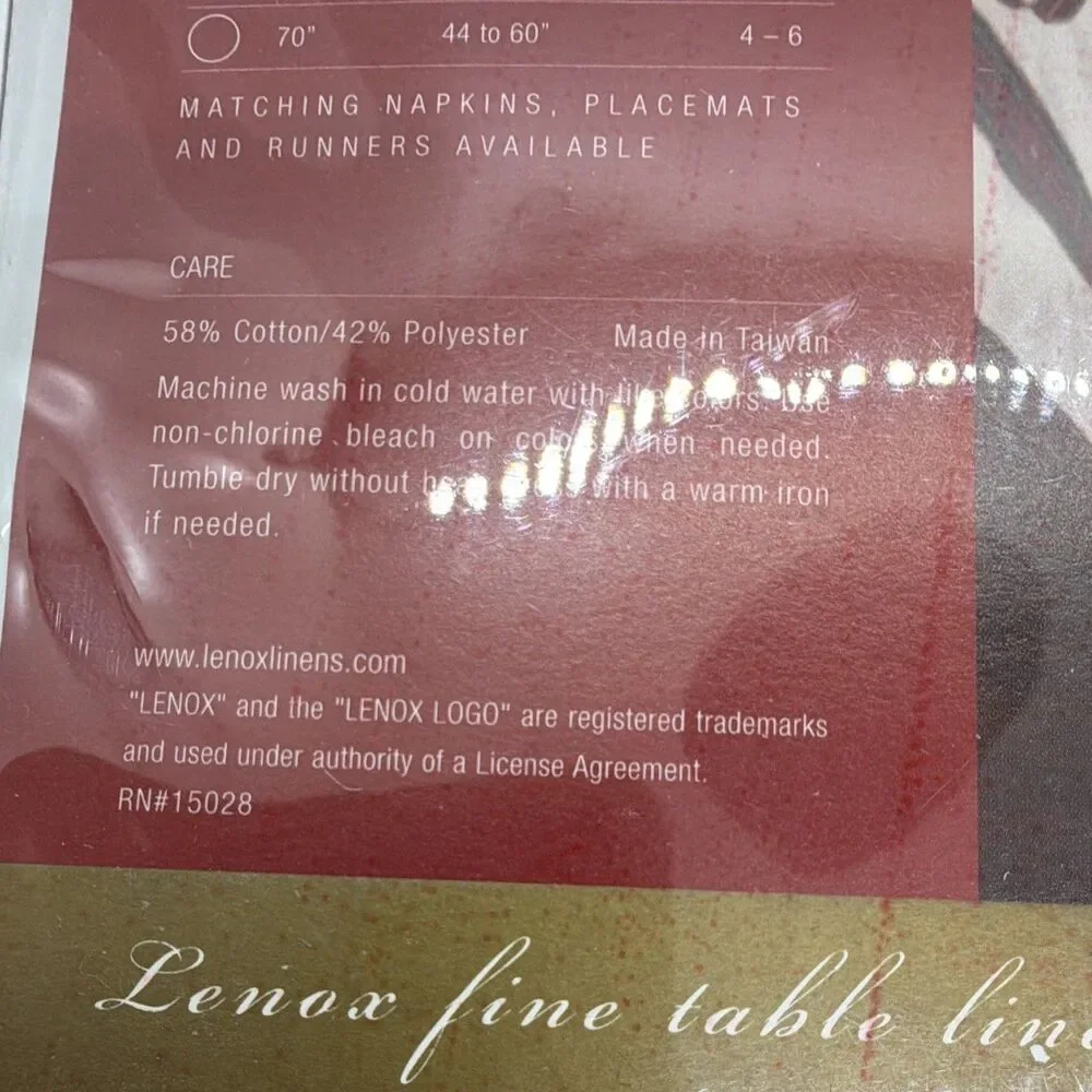 Lenox Holiday Nouveau 70 in Round Tablecloth Floral Beige/Green/Red Machine Wash